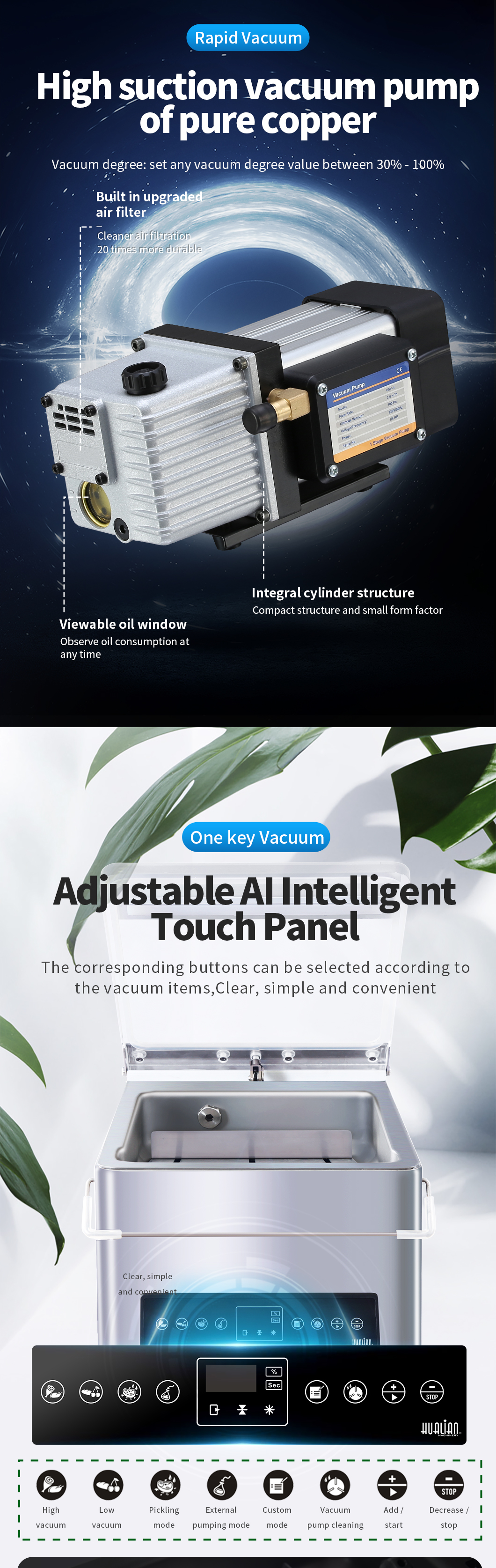 آلة ختم الفراغ HVC-210T/1D Hualian